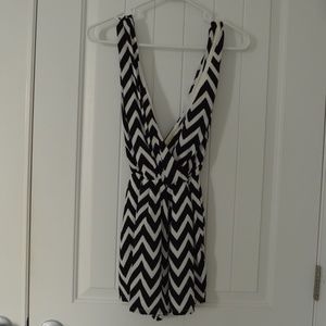 Black and white chevron romper
